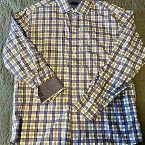Egara Blue and White Plaid Men's Shirt